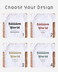 four different white t-shirts with text printed on them, each with a unique design and name.