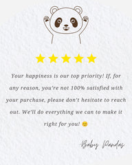 a panda bear with a rating of 4 stars, accompanied by a message about the importance of customer satisfaction.