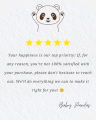 a panda bear with a rating of 4 stars, accompanied by a message about the importance of customer satisfaction.