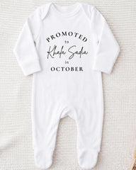 A white onesie with text printed on it.