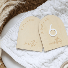 Arch Shaped Hello World Wooden Baby Announcement Sign - Baby Pandas