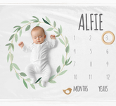 a baby is laying down on a calendar