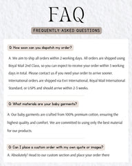 a collection of baby garments, which are crafted from 100% premium cotton, ensuring the highest quality and comfort. The garments are made with the best materials available.