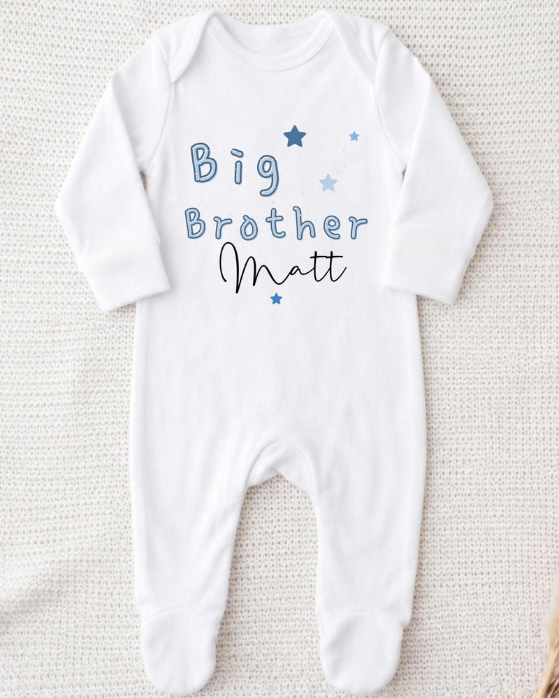 A white onesie with the text "Big Brother Matt" printed on it.