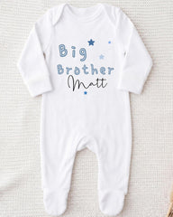 A white onesie with the text "Big Brother Matt" printed on it.