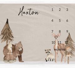 Woodland Wild Life Milestone Blanket