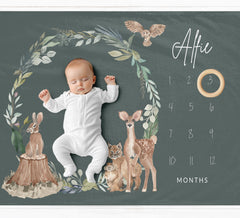 Woodlands Green Milestone Blanket