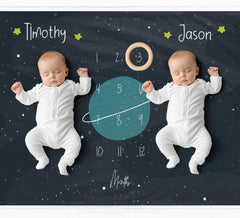 Twin Space Themed Milestone Blanket
