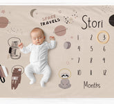 Boho Animals Space Theme Milestone Blanket