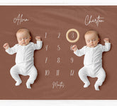 Twins Brown Milestone Blanket