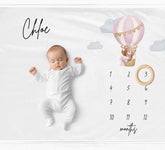 Pink Hot Air Balloon Milestone Blanket