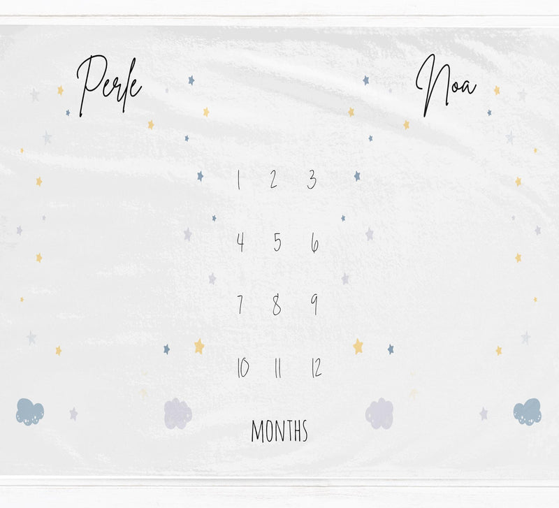 Twins Gender Neutral Baby Milestone Blanket, - Baby Pandas