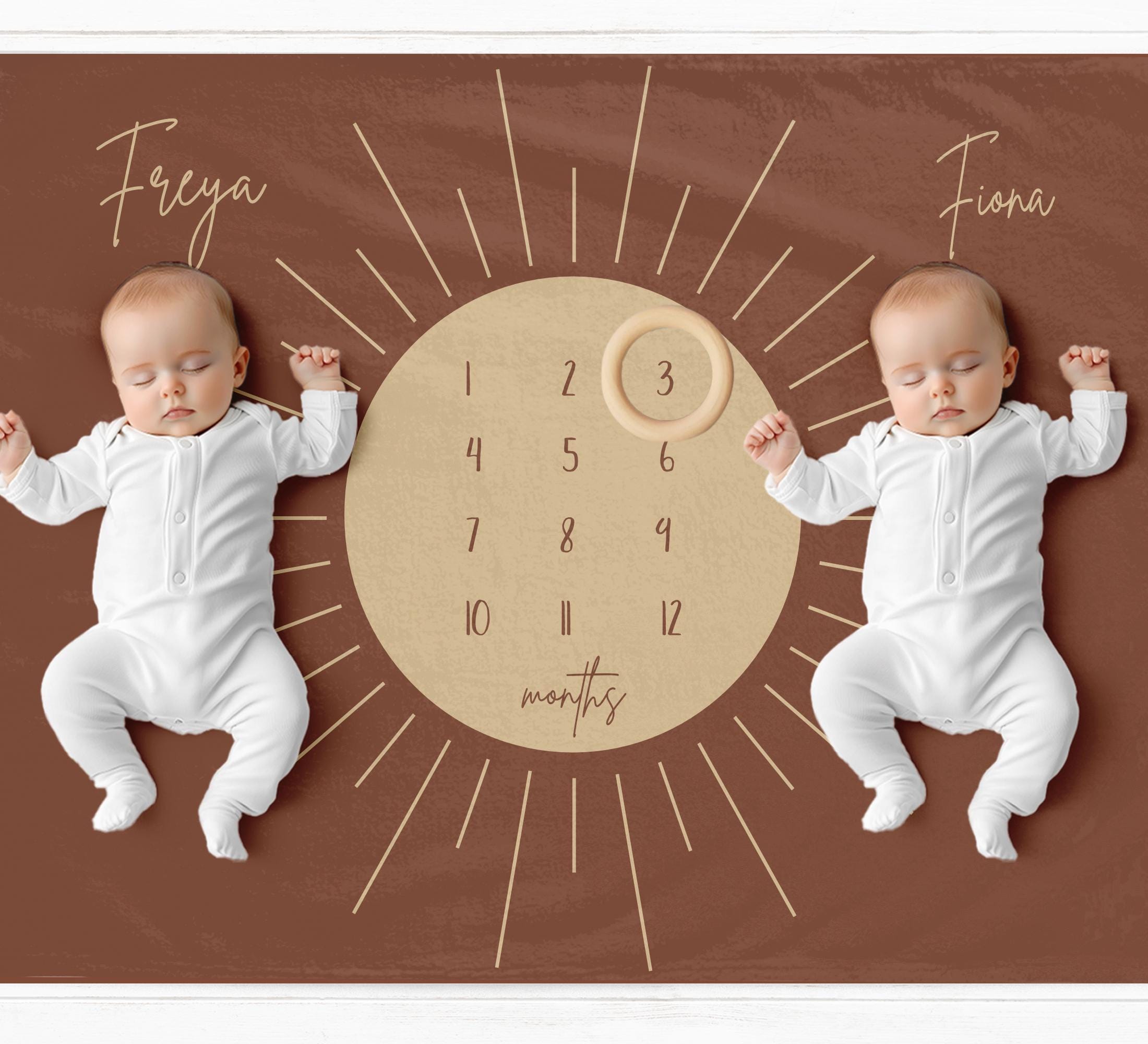 Twins Sun Milestone Blanket - Baby Pandas