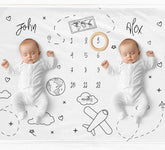 Twins Travel Themed Milestone Blanket - Baby Pandas