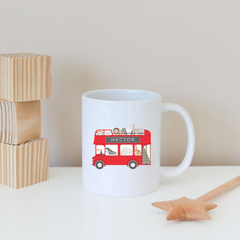 Personalised Animals On a Red Bus Mug