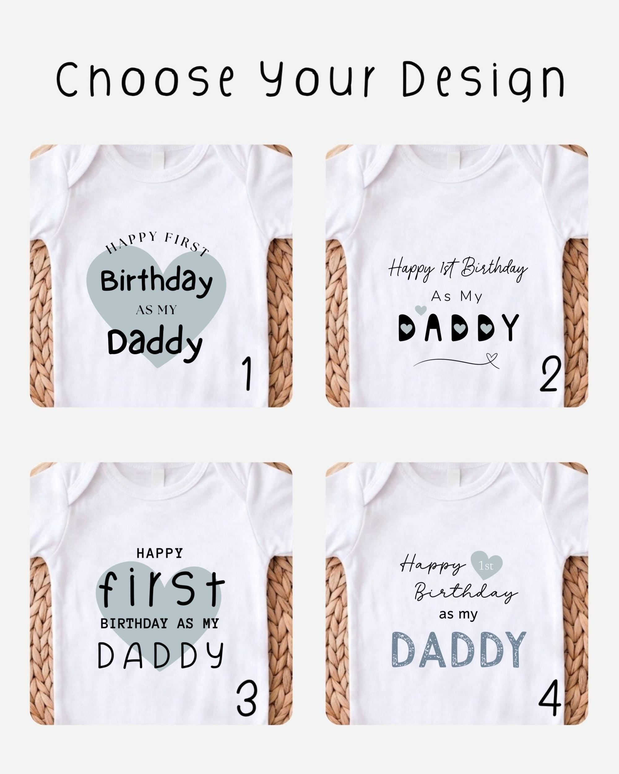 four different t-shirt designs with birthday-themed text, each featuring a different phrase related to a birthday celebration.