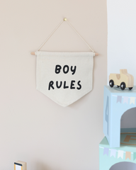 Boy Rules Small Canvas Banner