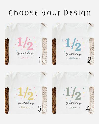 Half Birthday Outfit Personalised Baby Grow Six Month Milestone