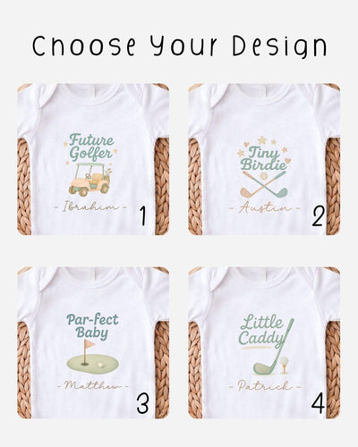 Personalised Golf Baby Grow/Bodysuit/T-Shirt- Little Caddy Design