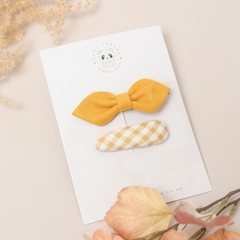 Vintie Collection - Mustard Bow Set of 2