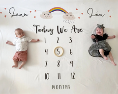 Twins Rainbow Milestone Blanket