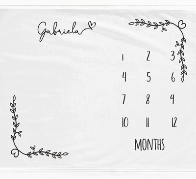 a white towel with a black and white calendar on it