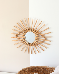 Evil Eye Rattan Mirror