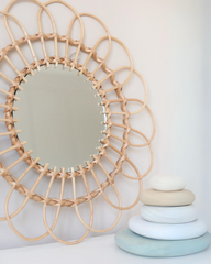 Flower Rattan Mirror