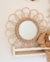 Vintage Flower Rattan Mirror