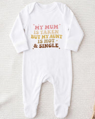 A white onesie with text printed on it.
