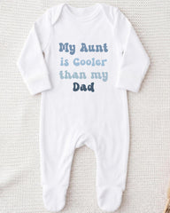 A white onesie with text printed on it.