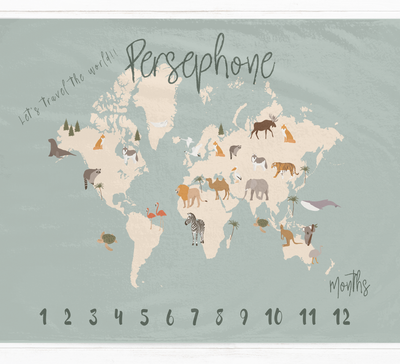 a map of the world with animals on it