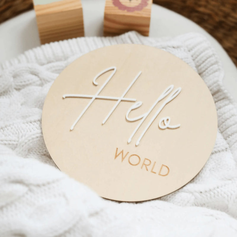 a wooden sign that says hello world on it