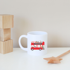 Personalised Animals On a Red Bus Mug