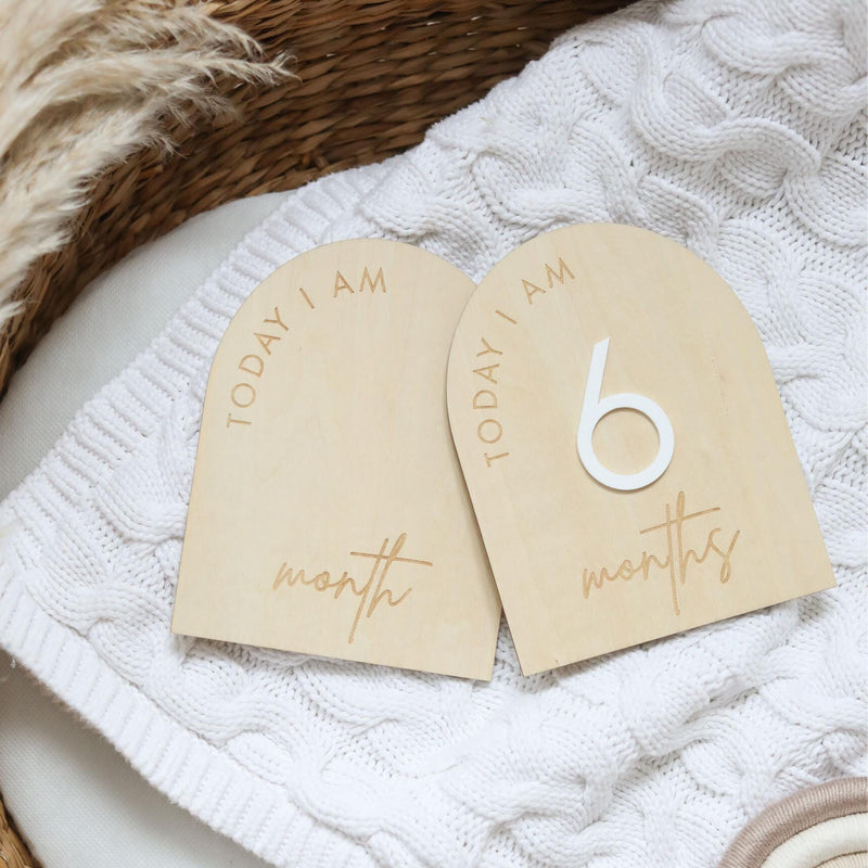 Arch Shaped Hello World Wooden Baby Announcement Sign - Baby Pandas