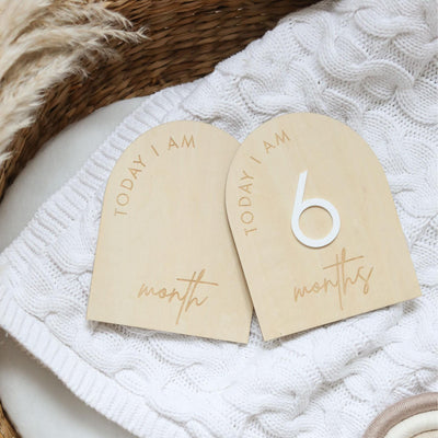 Arch Shaped Hello World Wooden Baby Announcement Sign - Baby Pandas