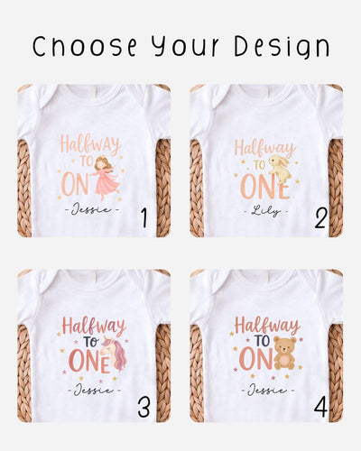 Half Birthday Outfit Personalised Unicorn Baby Grow For Girls