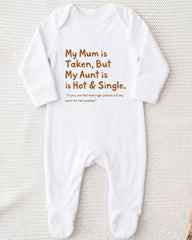 A white onesie with text printed on it.