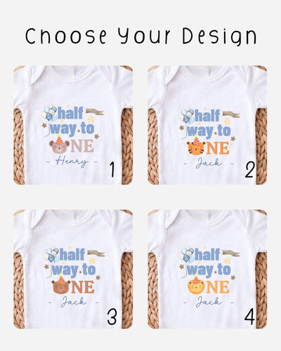Half Birthday Outfit Boy Personalised Safari Lion Baby Vest/T-Shirt