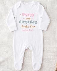 A white onesie with text printed on it, likely for a 30th birthday celebration.