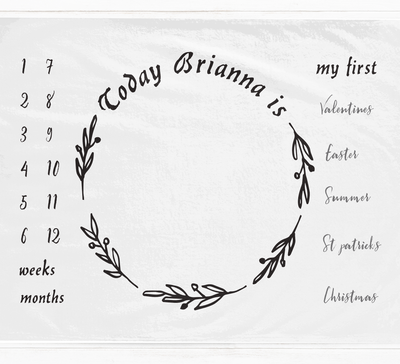 a white towel with a wreath drawn on it