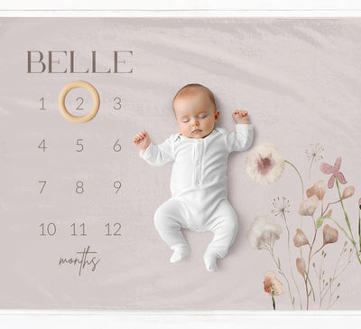 Pink Wildflower Milestone Blanket