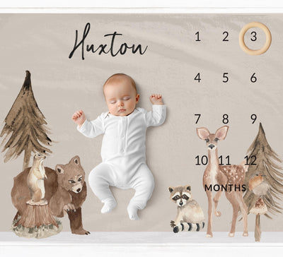 Woodland Wild Life Milestone Blanket