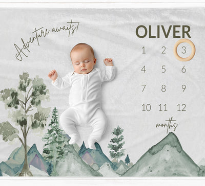 Adventure Awaits Mountains Milestone Blanket