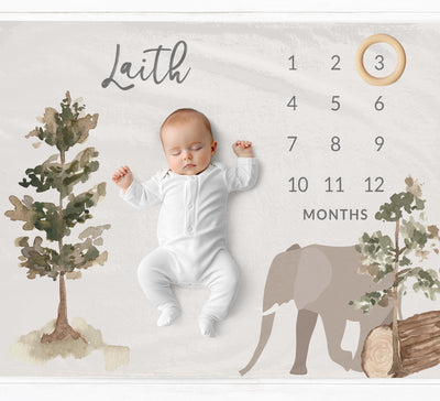Boho Elephant Milestone Blanket