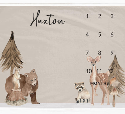 Woodland Wild Life Milestone Blanket