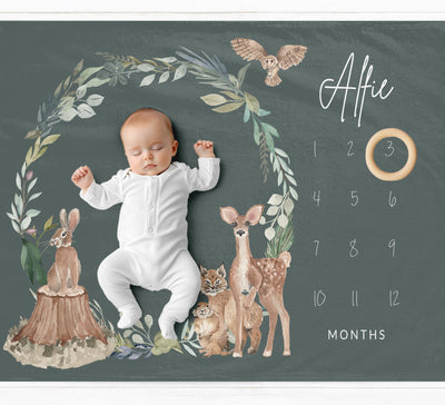 Woodlands Green Milestone Blanket