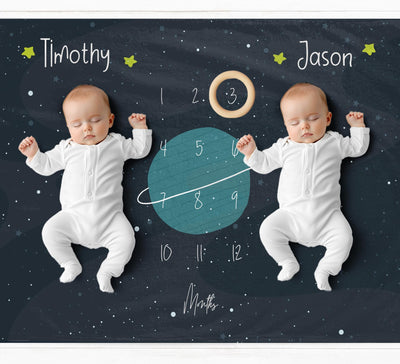 Twin Space Themed Milestone Blanket