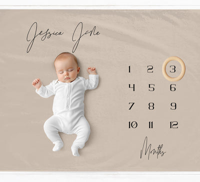 Beige Simple Milestone Blanket