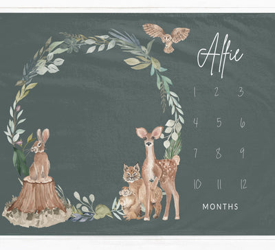 Woodlands Green Milestone Blanket